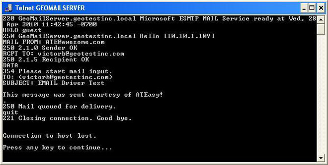 Using the ATEasy to create a WinSock interface, we can avoid having to use Telnet